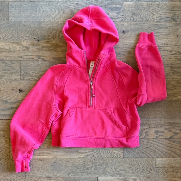 lululemon athletica Tops - lululemon athletica Hot Pink Half-Zip Hooded Sweatshirt